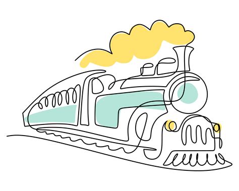 Hand drawing single one line of Classic train transportation 20597645 ...