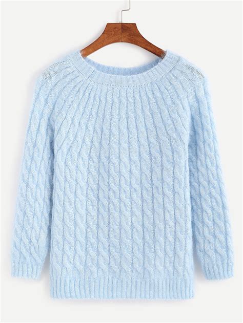 Sky Blue Cable Knit Sweater | Blue cable knit, Blue cable knit sweater ...