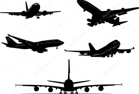 Five Airplane silhouettes — Stock Vector © leonido #6966246