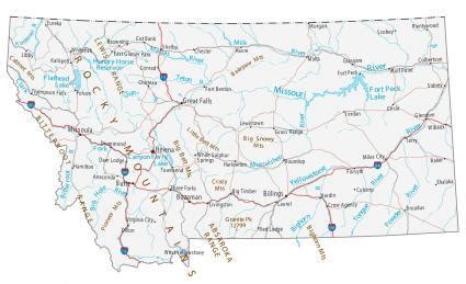 Montana Lakes and Rivers Map - GIS Geography