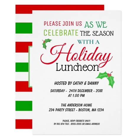 Create your own Invitation | Zazzle.com | Holiday luncheon, Christmas luncheon invitation ...