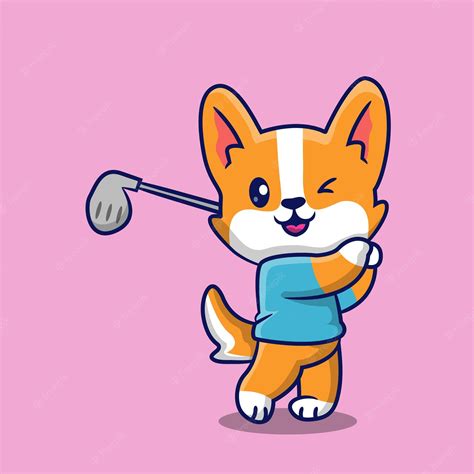 Premium Vector | Cute cat golf cartoon character