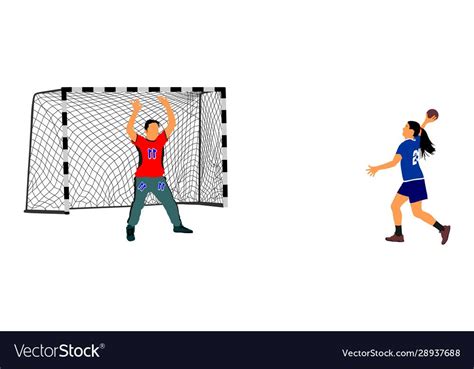 Woman handball player shut penalty goalkeeper vector image on VectorStock | Women's handball ...