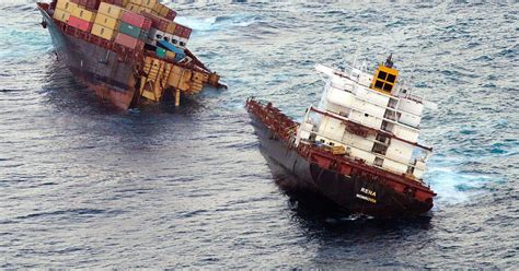 Half of cargo ship sinking off New Zealand - CBS News