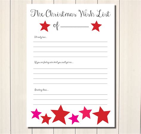 Wish List - 6 Free PDF Printables | Printablee