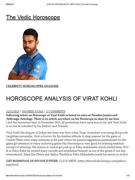 Horoscope Analysis of Virat Kohli _ the Vedic Horoscope | Planets In ...