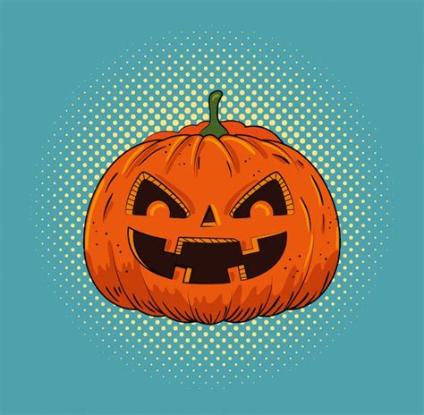 Premium Vector | Halloween pumpkin pop art style