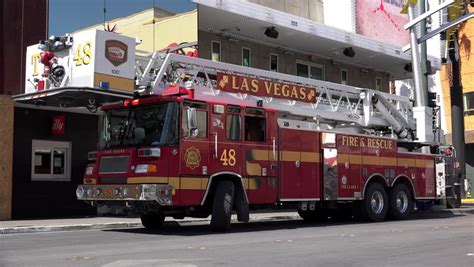 LAS VEGAS, NV - APRIL 20: Fire And Rescue Truck In Downtown Fremont Area, Taken In UHD/4k ...