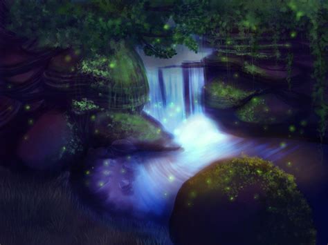 Waterfall NIGHT by https://ailantan.deviantart.com on @DeviantArt ...