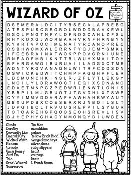 The Wizard of Oz Word Search Activity by Tied 2 Teaching | TpT