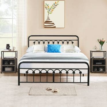 VECELO Full 3-Piece Bedroom Set Wood Headboard Platform Bed Frame and 2 ...