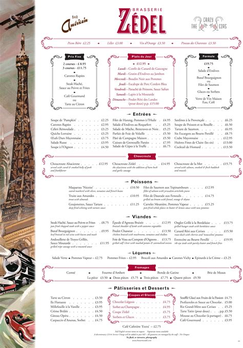 Brasserie Zedel Menu | French restaurant menu, Menu template ...