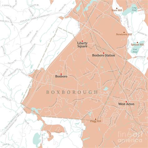 MA Middlesex Boxborough Vector Road Map Digital Art by Frank Ramspott - Fine Art America