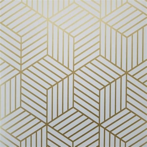 Geometric Gold Hexagon Peel and Stick Mid Century Modern Wallpaper ...