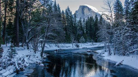 Download Snow, River, Winter, Forest, Mountain, Reflection, - Winter Background Windows 10 On ...