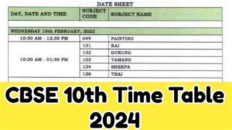 CBSE Date Sheet 2024 Class 10 PDF (Revised) @cbse.nic.in; Download CBSE 10th Exam Time Table