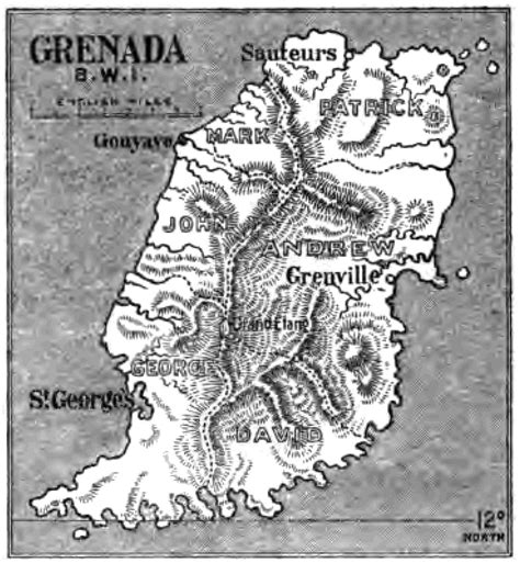 Large detailed old map of Grenada with relief - 1903 | Grenada | North ...