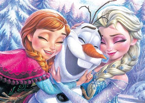 Frozen hug, art, anna, luminos, elsa, rhugs, snowman, winter, iarna ...