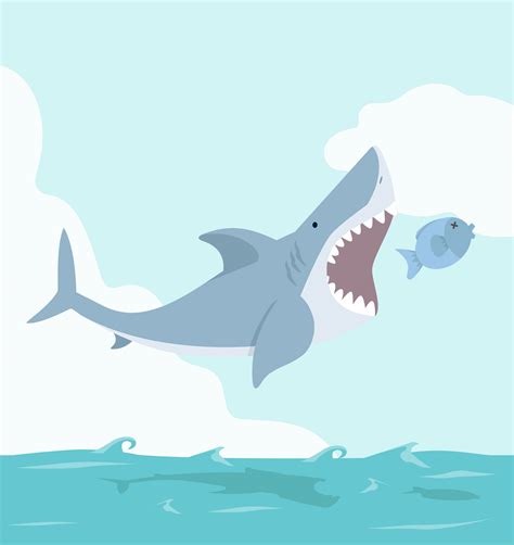 Big Shark eating a small fish cartoon 1886356 Vector Art at Vecteezy