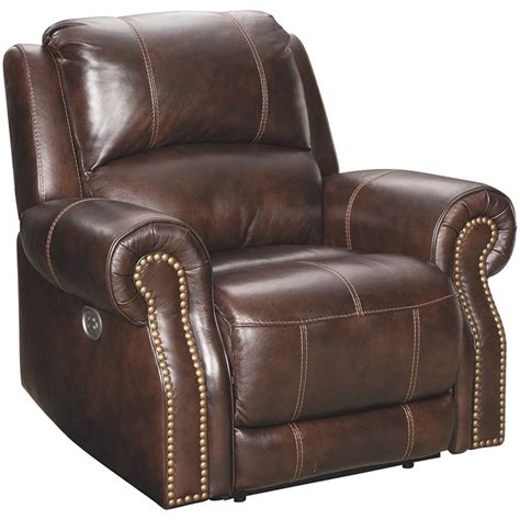 ashley furniture buncrana leather power recliner in chocolate - u8460413