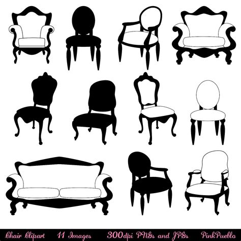 Chair Clip Art Clipart Chair Silhouettes Furniture by PinkPueblo