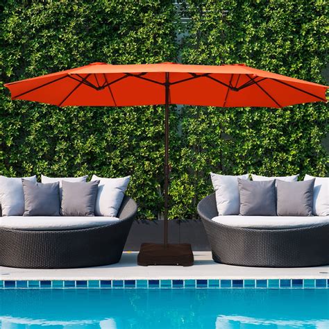 Costway 15 Ft Patio Double Sided Umbrella Outdoor Market Umbrella ...