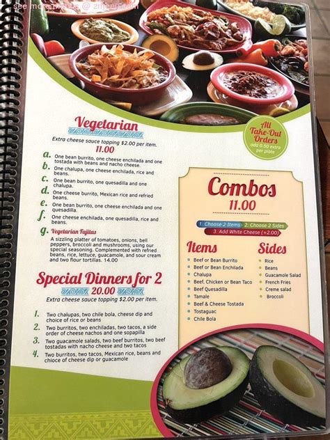 Menu at Los Portales Mexican Restaurant, Alexandria