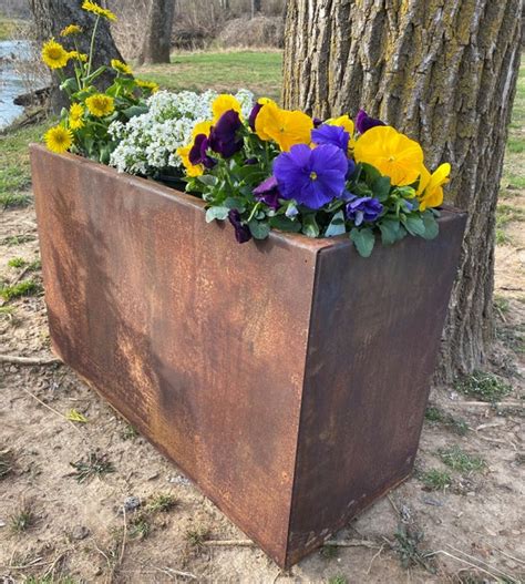 Metal Trough Planter Large Rectangular Planter 18 - Etsy UK