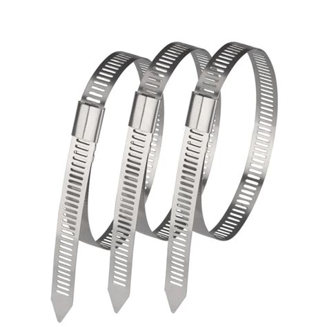 shthde 7mm 100pcs stainless steel metal cable tie zip wrap exhaust heat ...