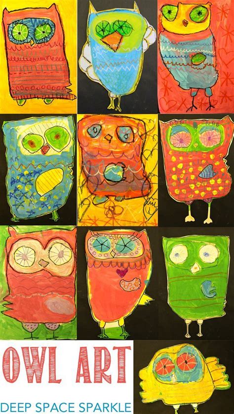 Colorful Painted Owl Art Project | Deep Space Sparkle | Kindergarten ...