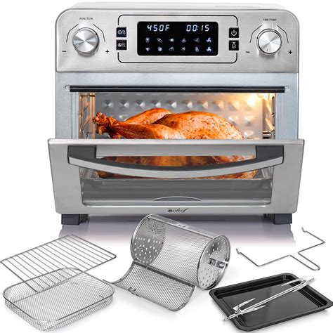 Deco Chef 24 QT Stainless Steel Countertop 1700 Watt Toaster Oven with Built-in Air Fryer and ...