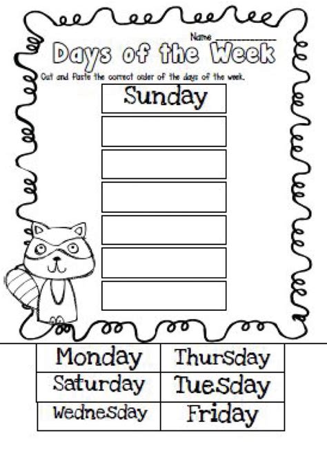 Days of the Week Worksheet Activities | 101 Activity