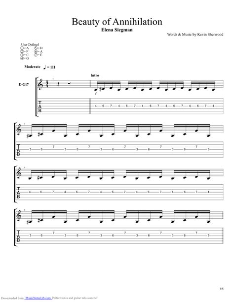 Beauty Of Annihilation guitar pro tab by Elena Siegman @ musicnoteslib.com