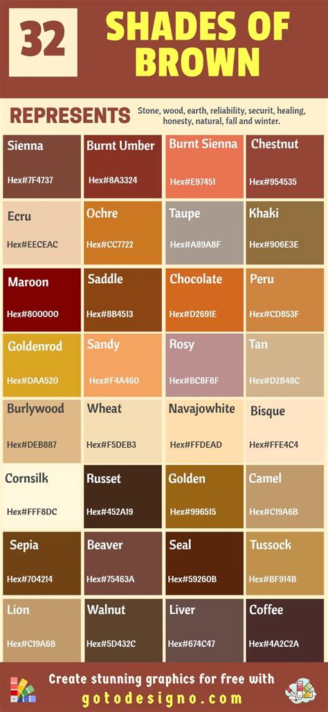 32 Shades of Brown Color