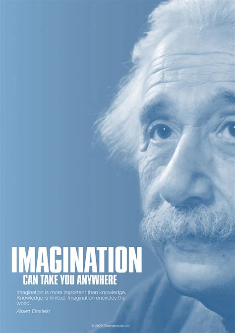 Albert Einstein Motivational Quote Poster Blue Painting by Paul Nathan ...