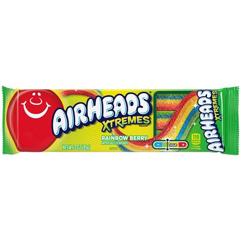 Airheads Xtremes Belts Sweetly Sour Candy, Rainbow Berry, Nut Free, 3 ...