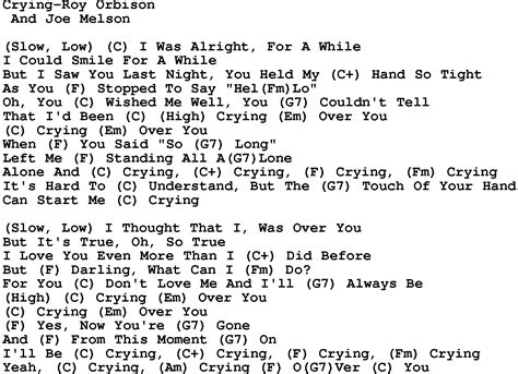 Country Music:Crying-Roy Orbison Lyrics and Chords