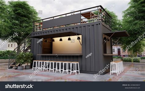 Cafe Container Ilustraciones 3D Edificio portátil: ilustración de stock ...