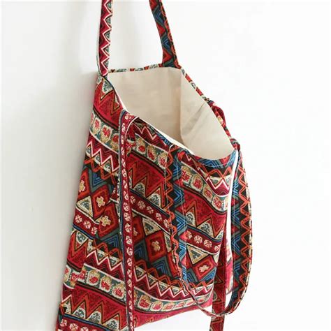 National handmade handbag Printed Vintage Gear Cotton Cloth Bag Casual ...