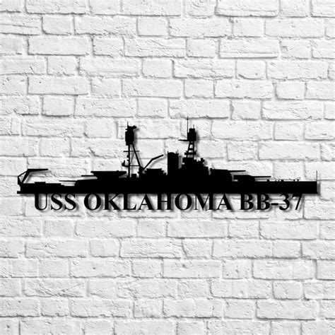 Uss Oklahoma Bb-37 Navy Ship Metal Art, Gift For Navy Veteran, Navy Ships Silhouette Metal Art ...