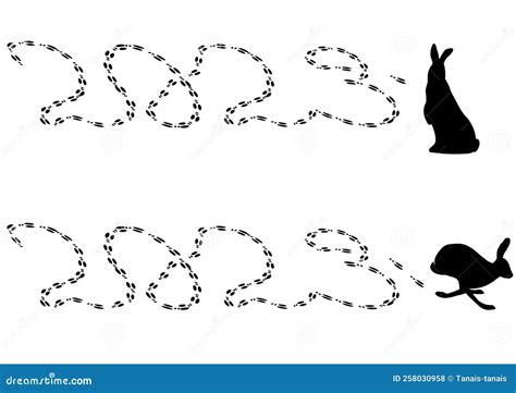 Set of rabbit`s tracks stock vector. Illustration of border - 258030958