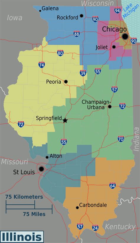 Map of Illinois (Map Regions) : Worldofmaps.net - online Maps and Travel Information