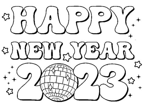 Free Printable Happy New Year 2023 | สมุดระบายสี