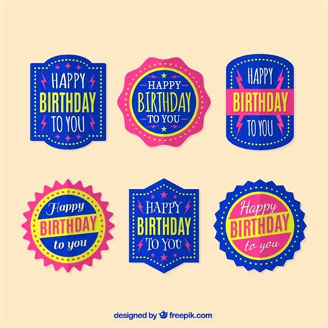 Free Vector | Birthday badge collection