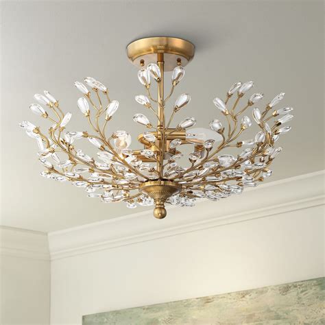 Vienna Full Spectrum Modern Ceiling Light Semi Flush Mount Fixture Brass Vine 18 1/2" Wide Bud ...