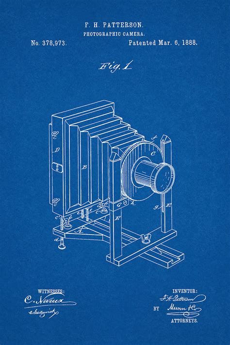1888 Camera Us Patent Invention Drawing - Blueprint Digital Art by Todd Aaron