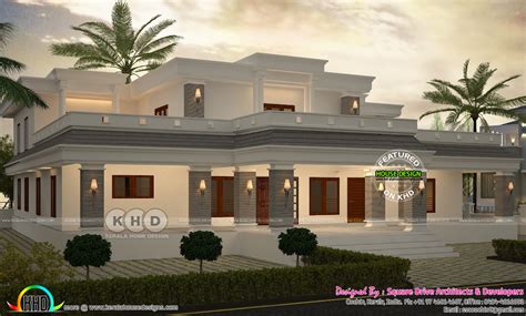 Flat roof 5 bedroom house architecture - Kerala Home Design and Floor ...