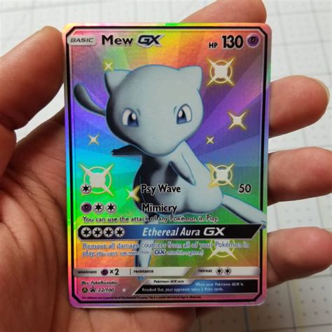 Shiny Mew GX Full Art Rainbow Holo Custom Orica Pokemon Card | Etsy