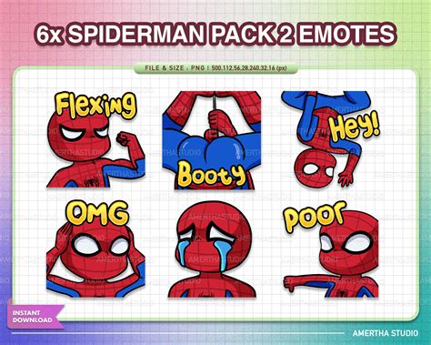 6x Spiderman Twitch Emotes Pack 2 Kawaii Emotes Cute Emotes Twitch Emotes Text Emote Discord ...