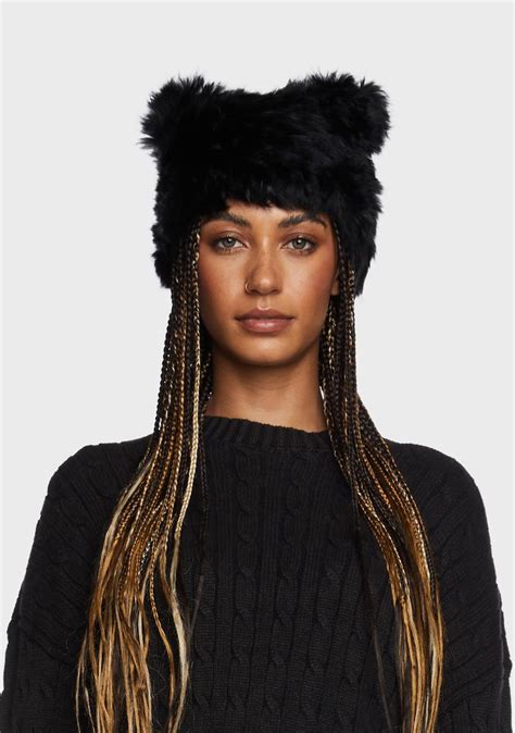 Fuzzy Faux Fur Bear Ear Beanie - Black – Dolls Kill